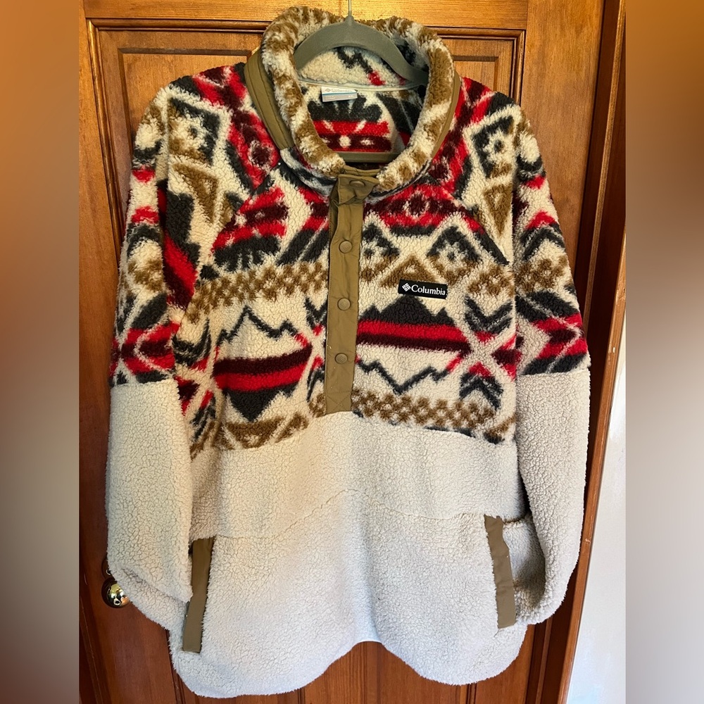 Columbia Aztec Sherpa Fleece Pullover Southwestern Print Women’s XXL